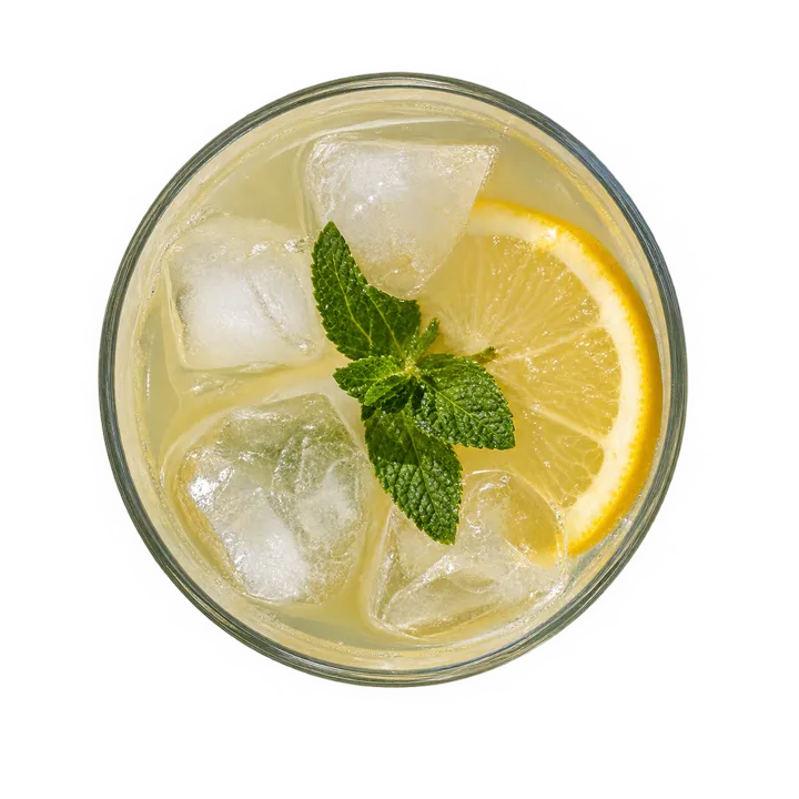 Un grand verre de citronnade avec de la menthe